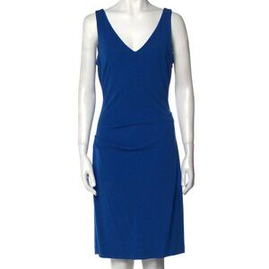 Nicole Miller Royal Blue Ruched V-Neck Dress Sz 4 Stunning!